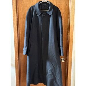 Hickey Freeman  Soft Wool Trench Over Coat Charcoal Gray Ragland Sport Mens XL